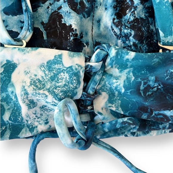 Zaful Tie-Dye Lace-Up Bikini – Teal/White – Size Small (NWT) - Picture 8 of 12